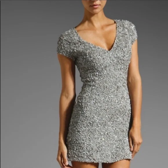 Parker Serena Beaded Cap Sleeve Dress - Picture 1 of 11